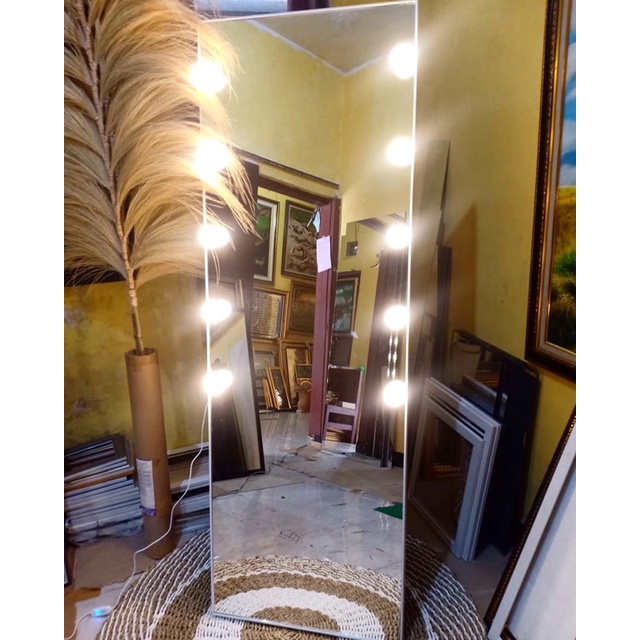 TERMURAH!! vanity miror framles ,kaca cermin standing / gantung 150x50cm + lampu BACA DESKRIPSI !!!