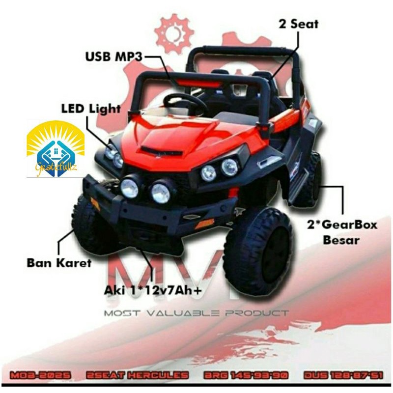 Mobil aki anak MOB 2025 Hercules ban karet