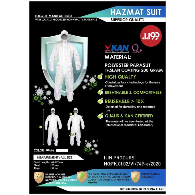 APD / HAZMAT SUIT Polyester Taslan PARASUT Coating HIGH QUALITY