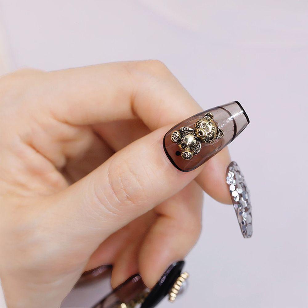 Agustin 3D Dekorasi Nail Art Fashion Alloy Pesona Bunga Klasik Beruang Manicure Aksesoris