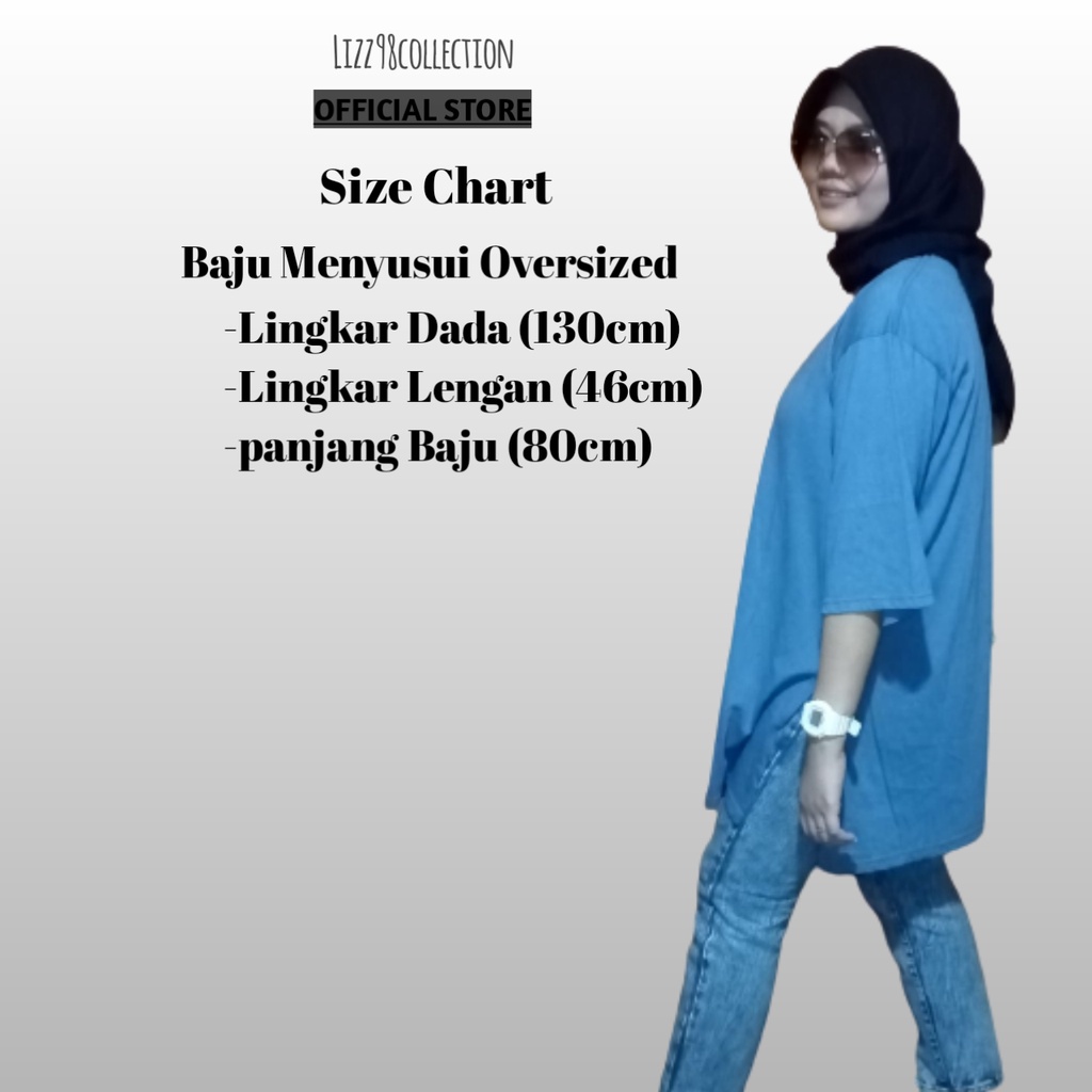 Kaos Oversize Wanita Polos Panjang Lengan  7/8