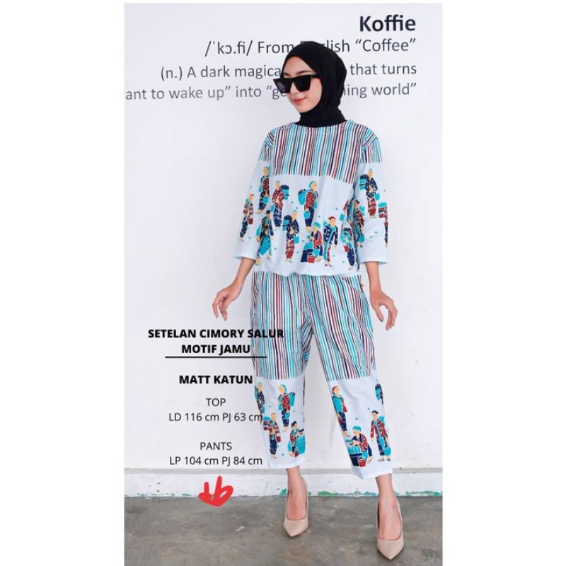 Setelan batik wanita motif Lurik Mbok Jamu Cimory  Salur bahan katun