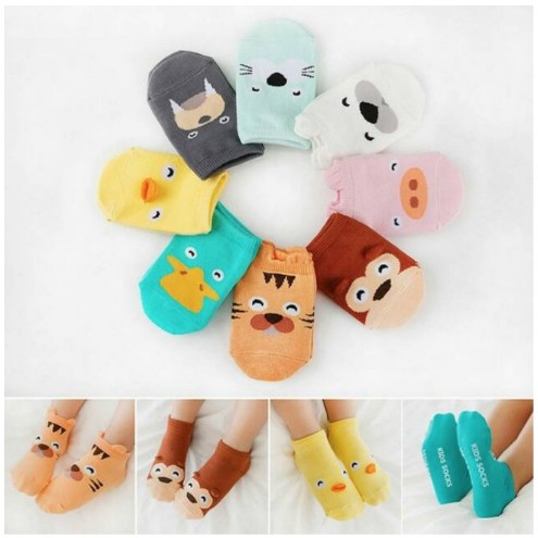 MBA 07 Kaus Kaki Bayi Pendek Anti Slip Karakter Binatang Lucu