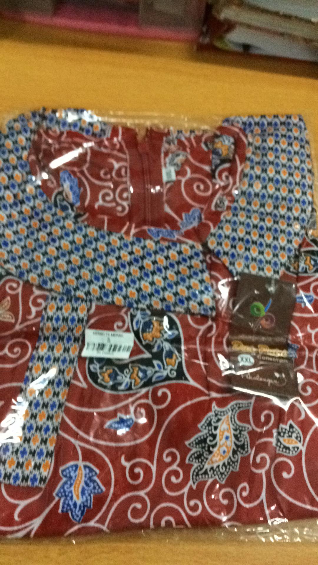 Batik Wanita Blouse Atasan Berkerah Besar  Warna Merah Size  S-m-l-xl-xxl-3l-4l-5l