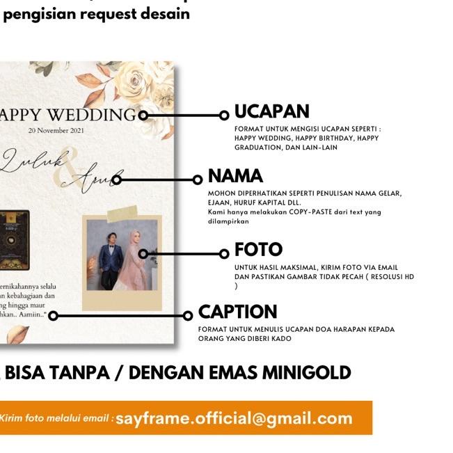 COD✔️FRAME GIFT + EMAS MINIGOLD for wedding / birthday/ anniversarry /perpisahan /graduation|RA2