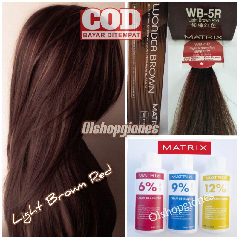 Matrix Cat Rambut Wonder brown 4RB Red Brown / 5R + Oxydant 100ml menutup uban dengan sempurna