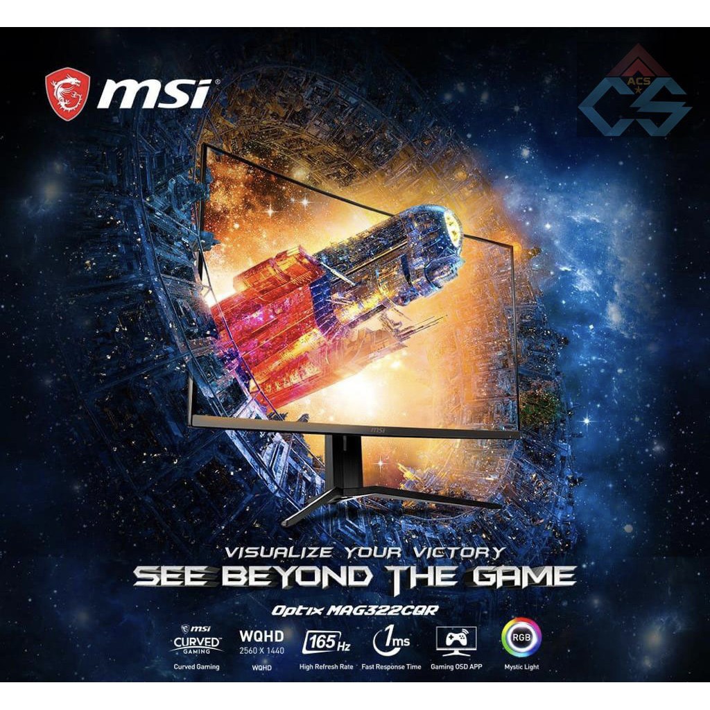 MSI Optix MAG322CQR Monitor Gaming Curve 32 Inch WQHD 165Hz 1ms