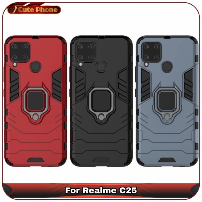 Casing Hard Soft Case Realme C25 C 25 Ironman Magnetic Ring