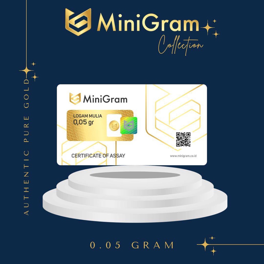 Gelasa Distributor Agen Resmi MINIGRAM Logam Mulia Emas Murni 24k Sertifikat Resmi 0,05 gram