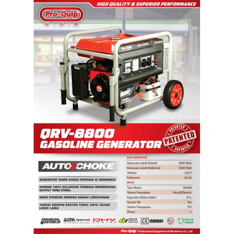 Genset 5000 Watt max 5500 Watt Proquip QRV 8800