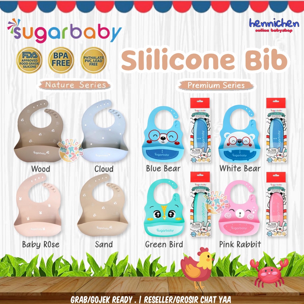 Sugar Baby Premium Silicone BIB XL Size / Silicone Bib NATURE SERIES SUGARBABY SLABER SILIKON BAYI TATAKAN MAKAN BAYI