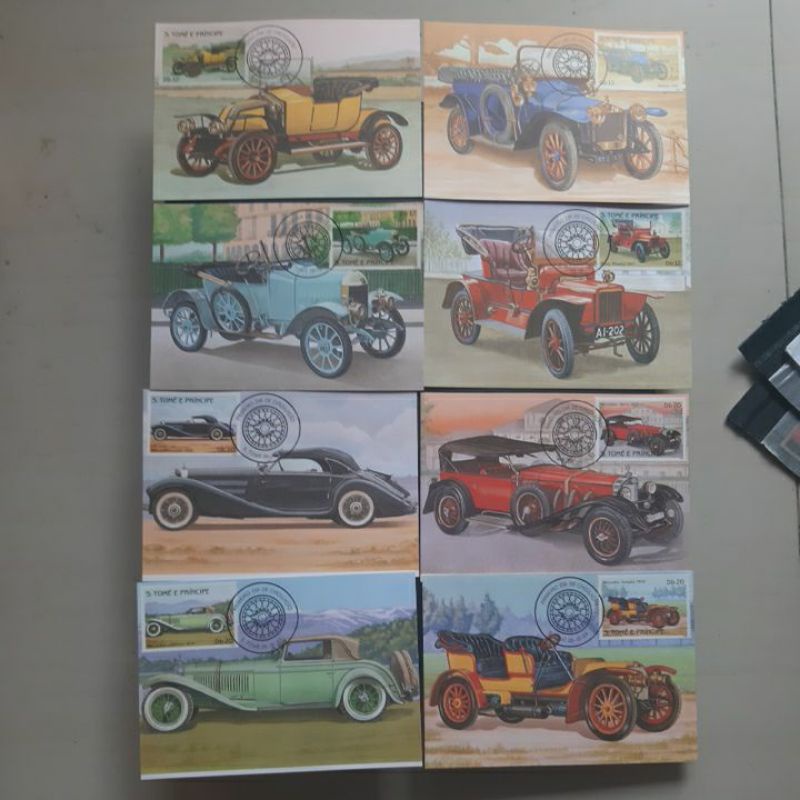 

Perangko Prangko S Tome Principe Maxi Card Classic Car set 8 kartu pos