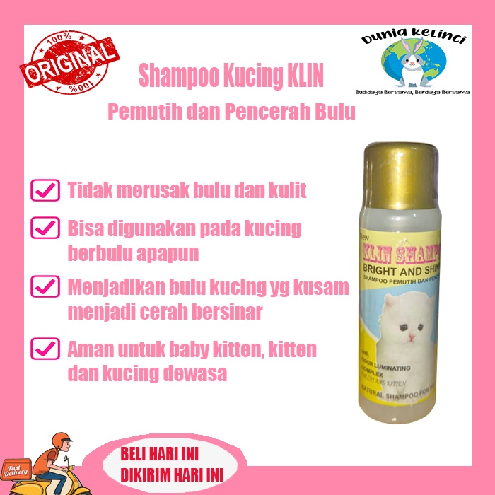 shampoo kucing KLIN pemutih dan pencerah bulu kucing