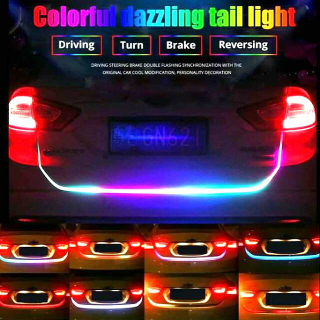 LAMPU LED BAGASI BELAKANG MOBIL 120 CM / LED TAIL TRUNK RGB 12 12V Volt WARNA PELANGI