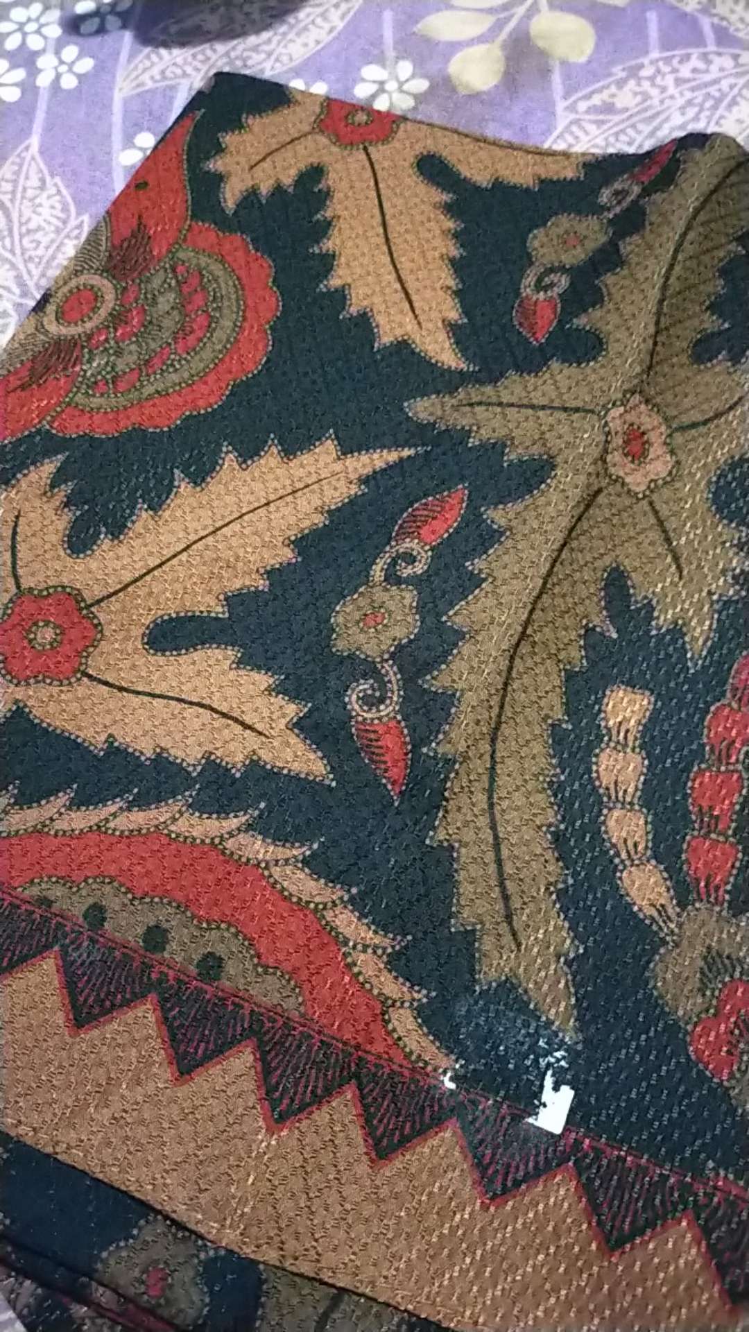 Kemeja Batik Dobby Pria Lengan Panjang Premium Warna Merah Cream Hitam 721033 Cap 72