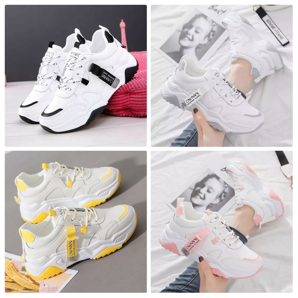 Sepatu Kets Sneakers Polos Wanwo/ Sepatu Kets Sport Wanwoo Polos/ Sepatu Putih Kasual Wanita Pria Wa