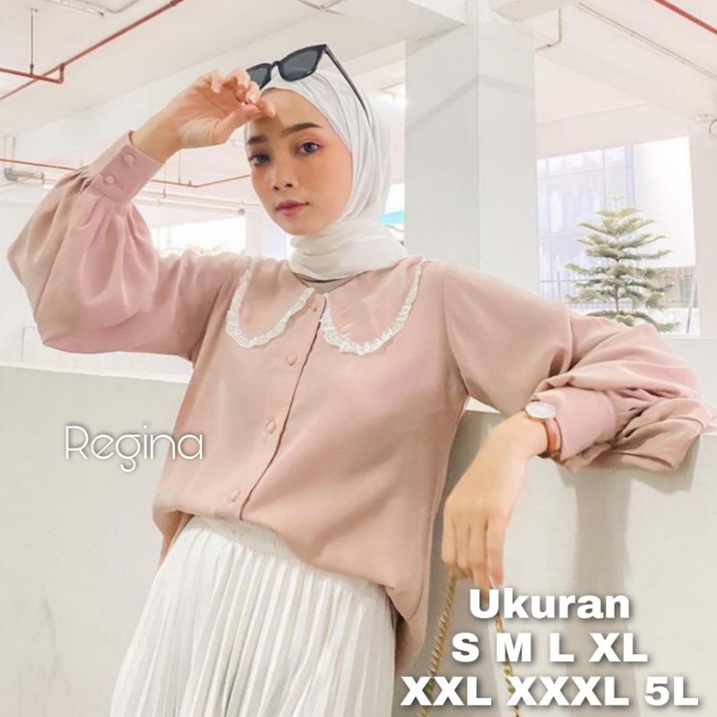 Regina Blouse Big Size Ukuran Size S M L XL 2XL 3XL 4XL XXL XXXL  XXXXL 2L 3L 4L 5L  Atasan Blouse Wanita Jumbo Atasan Big Size Kemeja Kerja Korea Over Size