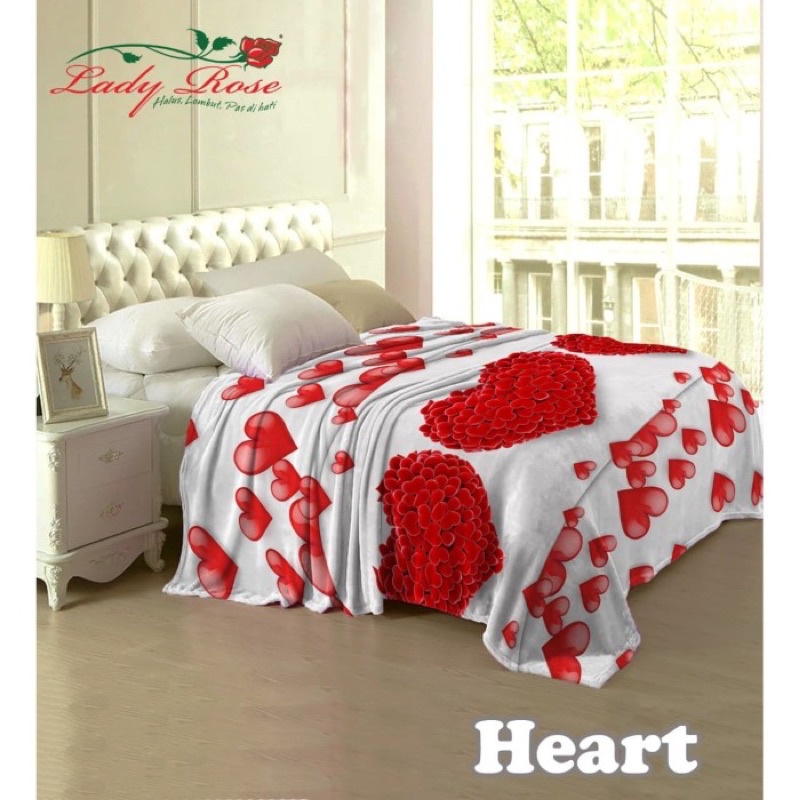 Selimut Lady Rose Terlaris bulu halus uk. 160x200 motif minimalis Stacko Glory Aquatic Roman Celine-Heart