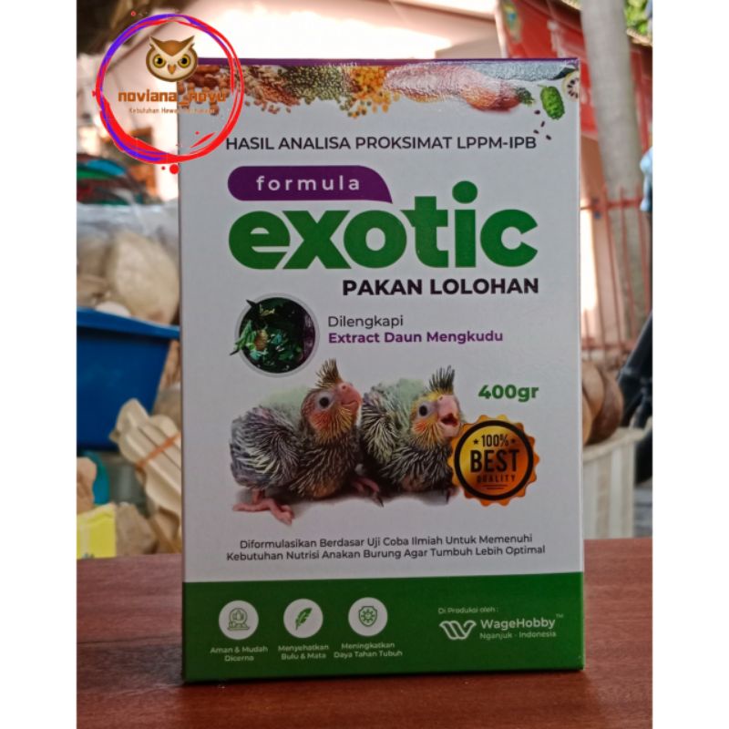 FORMULA EXOTIC PAKAN BURUNG LOLOH KEMASAN BOX SEMUA BURUNG DAN PARUH BENGKOK JENIS FREE FLY FLIGHT P