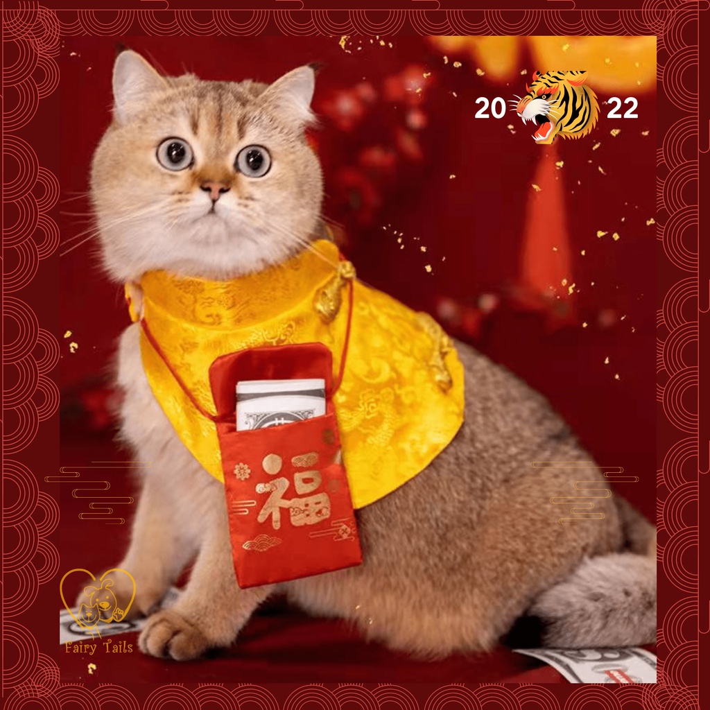 Tas Angpao Hongbao Baju Imlek Anabul Untuk Anjing dan Kucing / Red Envelope for Pet Dog and Cat Chinese New Year