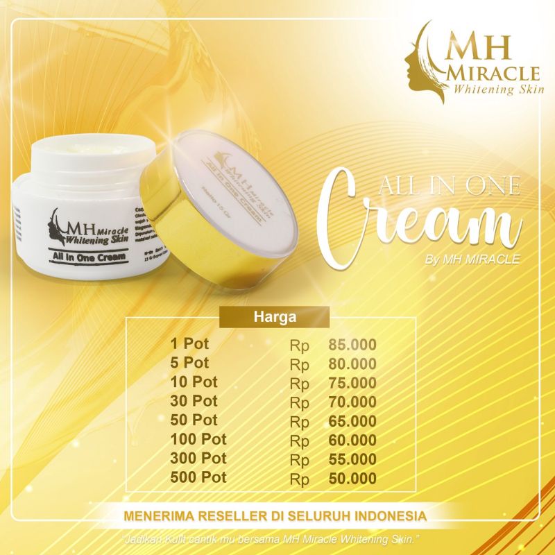 Cream MH MIRACLE WHITENING SKIN | kemasan terbaru | BPOM | 100% ORIGINAL