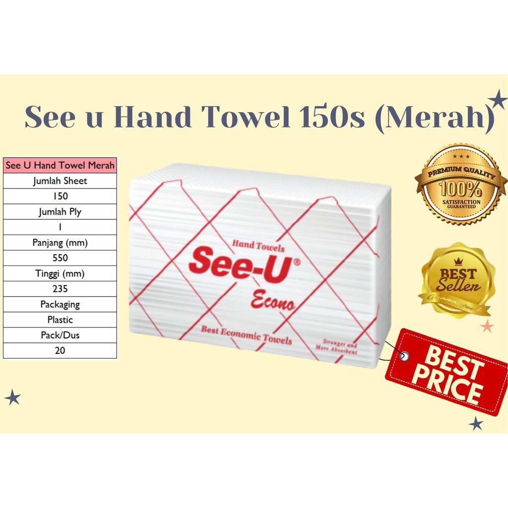 Tissue See u Hand Towel Merah 150 Sheets