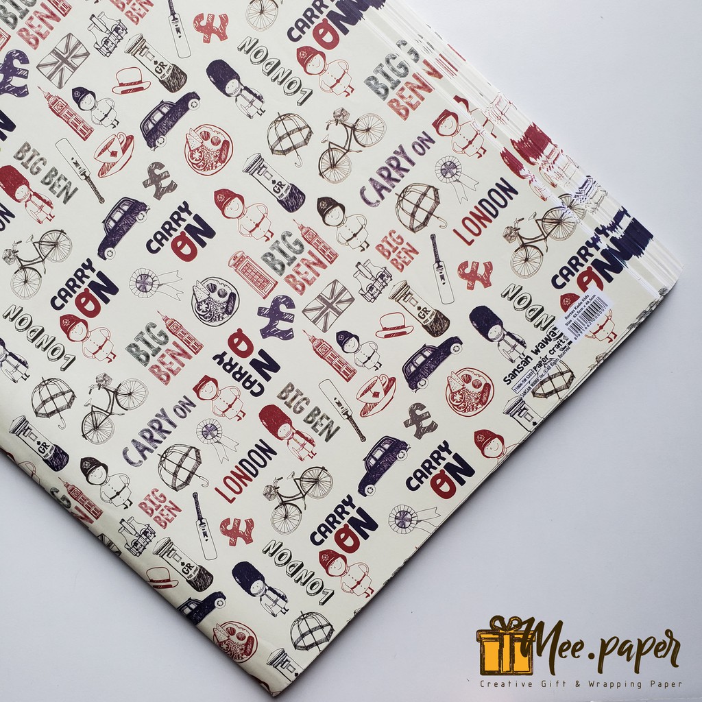 Kertas Kado Sansan Wawa Motif London 03 / London Carry On 1, Bungkus