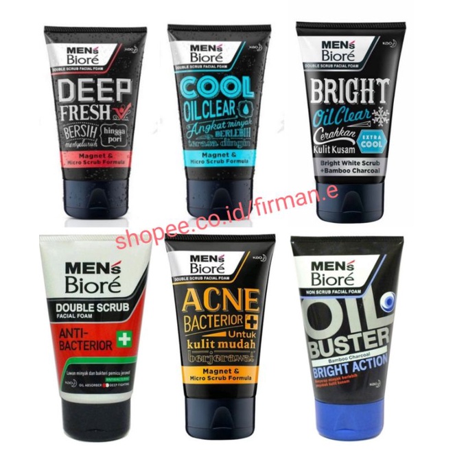 Biore Facial Foam Men's Double Scrub Cool Oil Clear 100G
