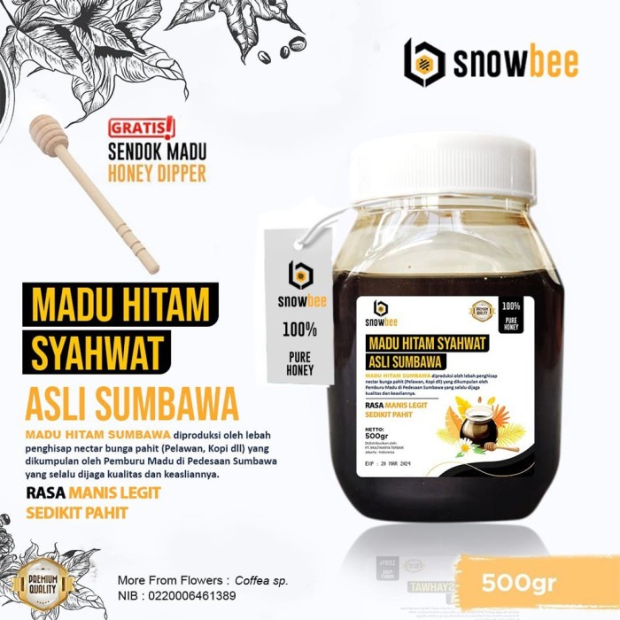 Madu Hitam Snowbee Asli Sumbawa Syahwat 500gr - Madu Vitalitas dan stamina