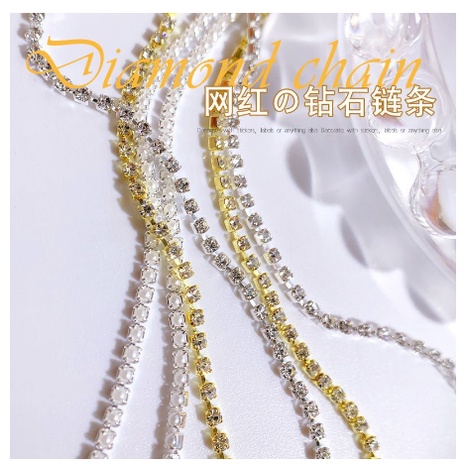 10cm Diamond Pearl Chain / Hiasan Rantai Diamond Gaya Korea / Rantai Pearl Hiasan Kuku Wedding Nails