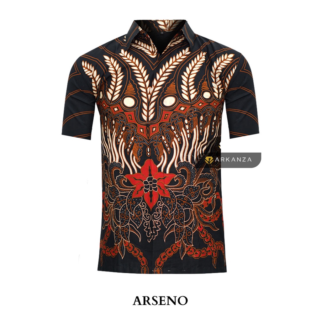 BATIK ARKANZA Motif ARSENO Hem Atasan Kemeja Baju Batik Pria Cowok Laki Laki Slimfit Full Lapis Furing Lengan Panjang Lengan Pendek Original Asli