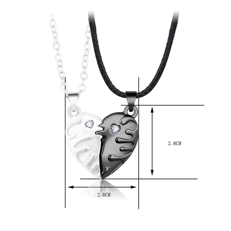 Fancyqube 2pcs Kalung Liontin Hati Magnetik Warna Emas Untuk Pasangan