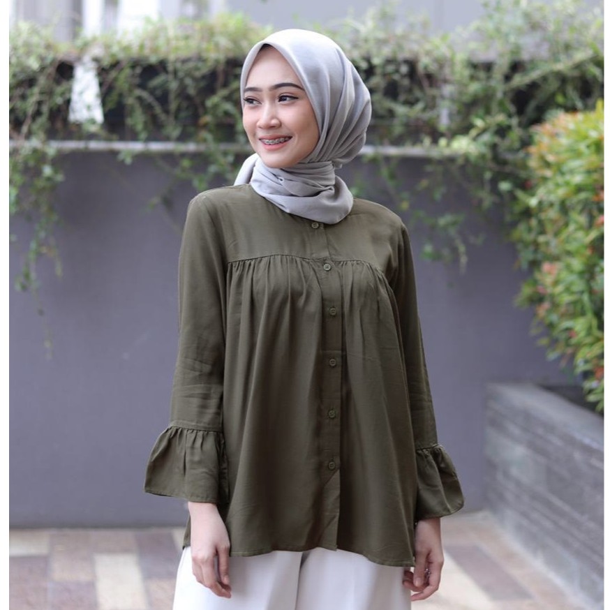 Augie - Jelita Blouse Polos Rayon-Army
