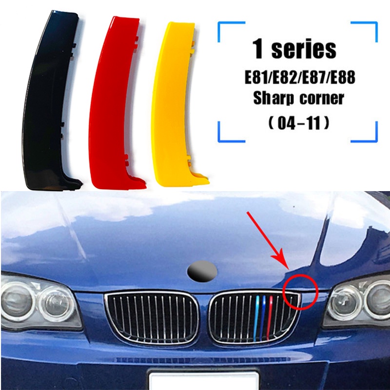 3 Pcs Strip Klip Trim Grill Mobil Balap BMW E87 E82 E81 E88 1 Series 2004-2011 M Power Bahan ABS