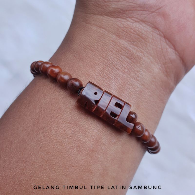 Gelang Nama Custom Ukir Timbul Handmade Font Standar Kaokah Asli Kokka Kaukah Koka Kaoka