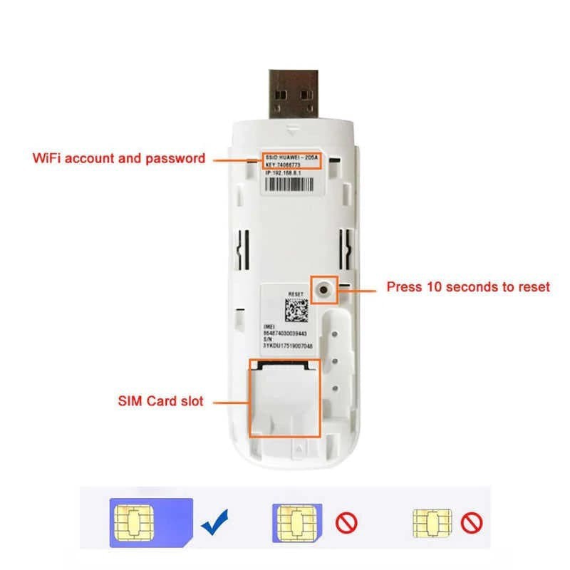 Modem  E8372 Zong Bolt Wifi Modem Unlock 4G LTE USB dual antenna