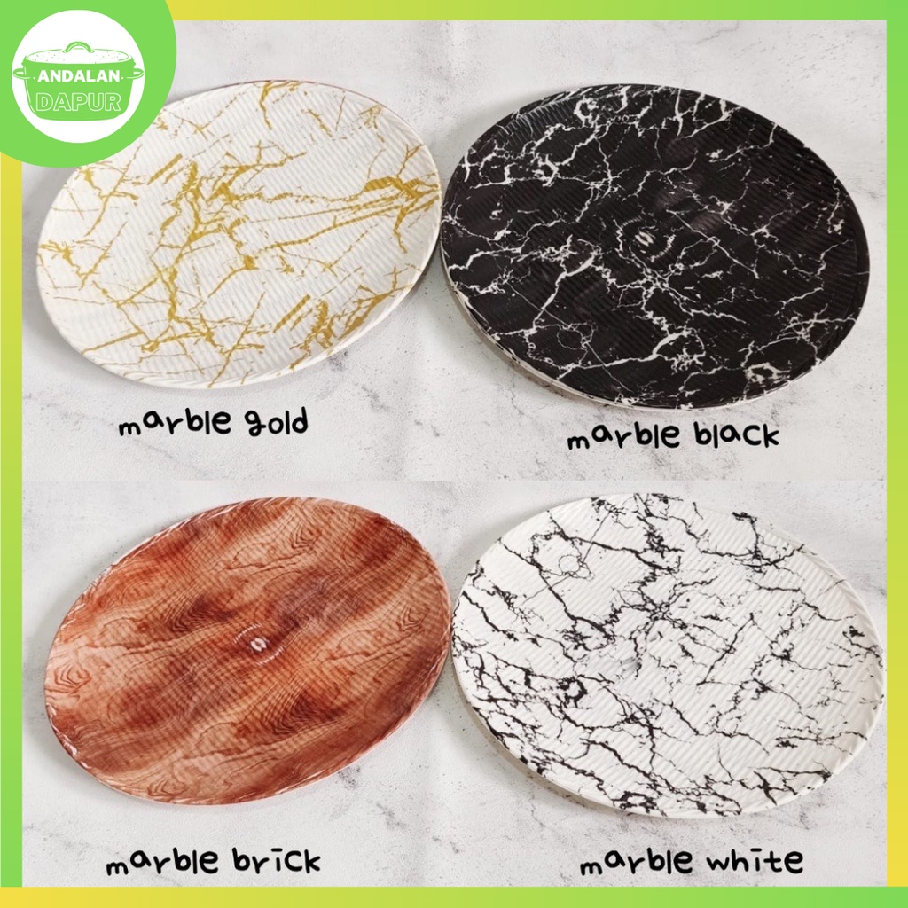 PIRING PLATING CAFE PLASTIK MOTIF MARBLE KAYU FOOD FOTOGRAFI / PIRING AESTHETIC / PIRING BUAH PIRING