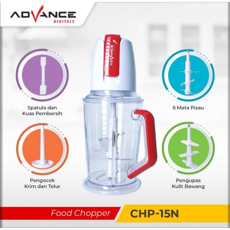 Advance 1.5L food Chopper Elektrik CHP-15N Multifungsi |Garansi Resmi Advance 1 Tahun