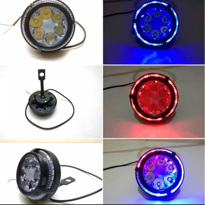 lampu tembak sorot led brecket spion 6mata dengan angel aye 5 mode