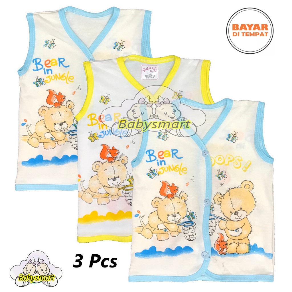 Babysmart - MELODY ... 3 pcs BOY Baju Bayi Buntung /Newborn umur 0-3 bulan