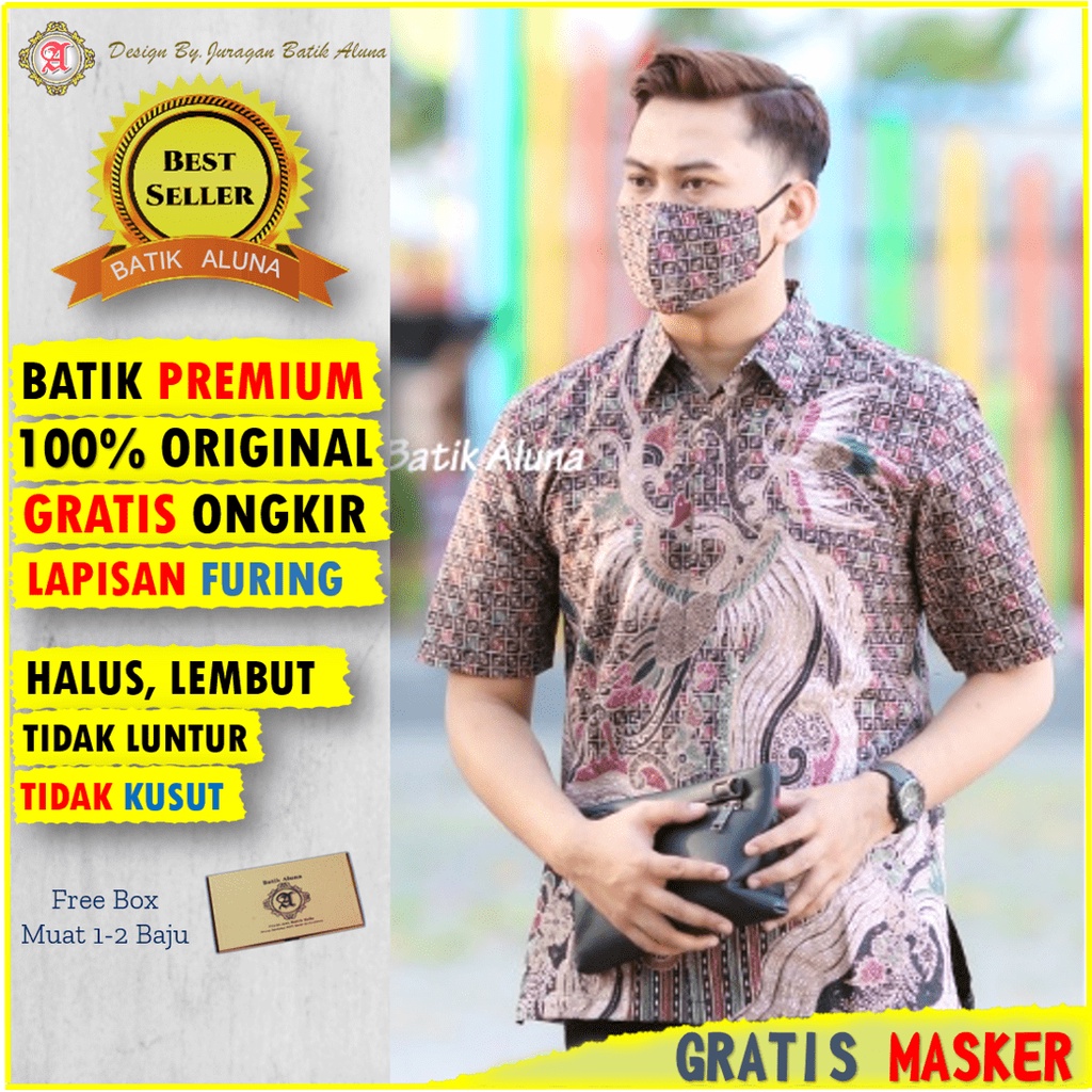 Baju Kemeja Batik Premium Lengan Pendek Hem Batik Pria Cap Garutan Kemeja Koko Batik Cowok Lengan Pe