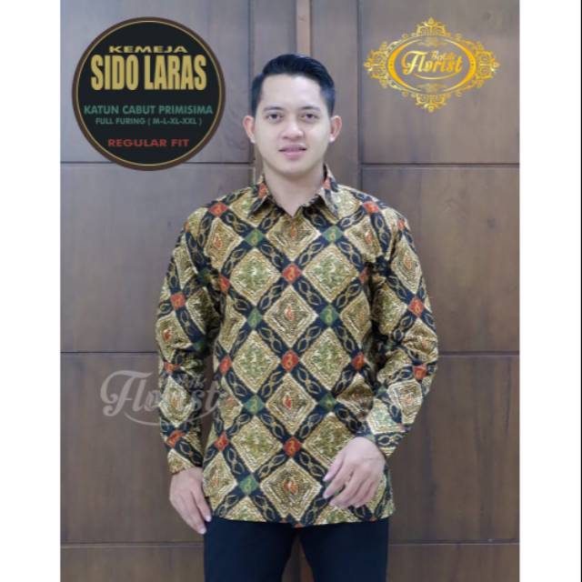 SIDO LARAS CABUT Kemeja Batik Pria Katun Cabut Primisima Full Furing