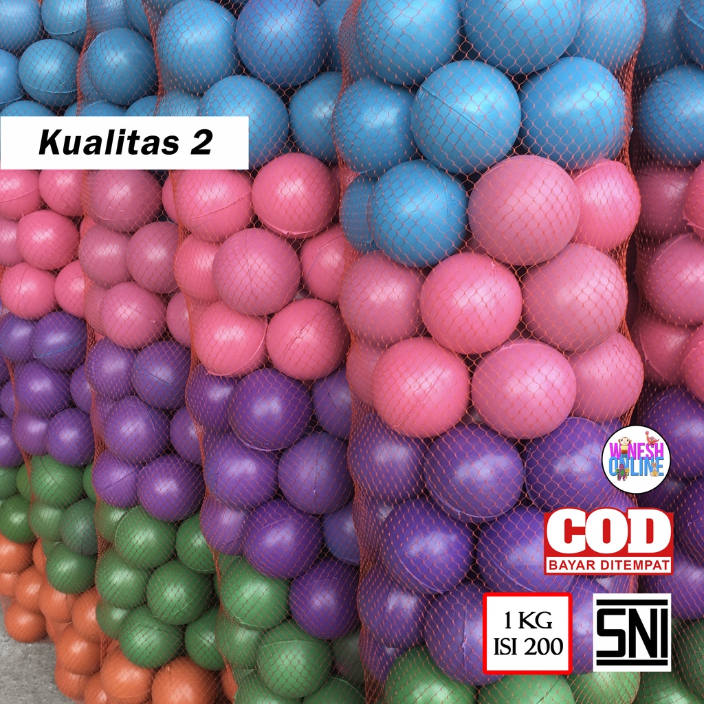 (SNI) 1kg 200 pcs Bola Warna Plastik / Bola Mandi Bola