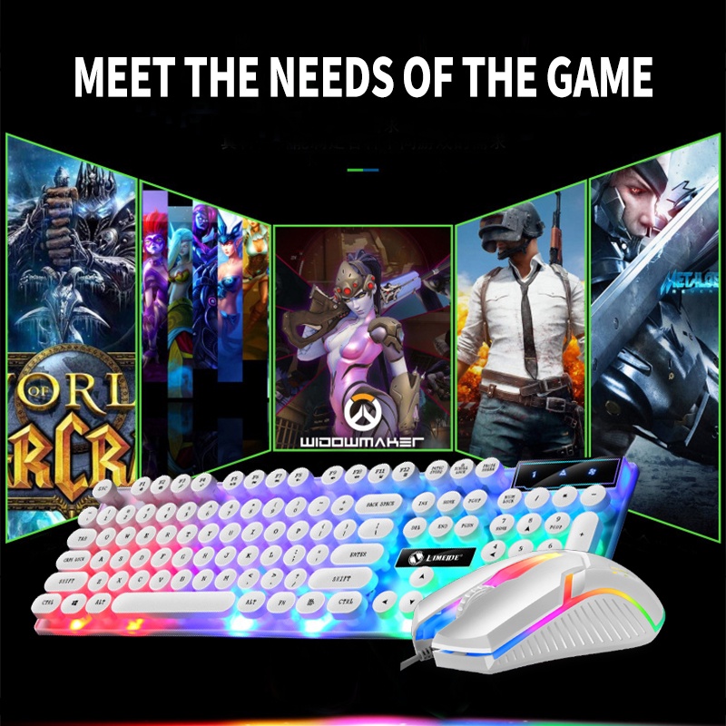 GTX300 Color Punk Mechanical Keyboard LED Backlight USB Wired PC Rainbow Gaming Keyboard With Mouse