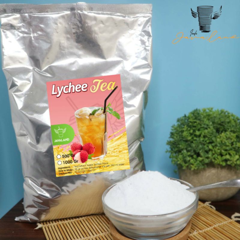 

Bubuk minuman Lychee tea 1 kg / serbuk minuman rasa Lychee tea / Halal & nikmat Original By Javaland