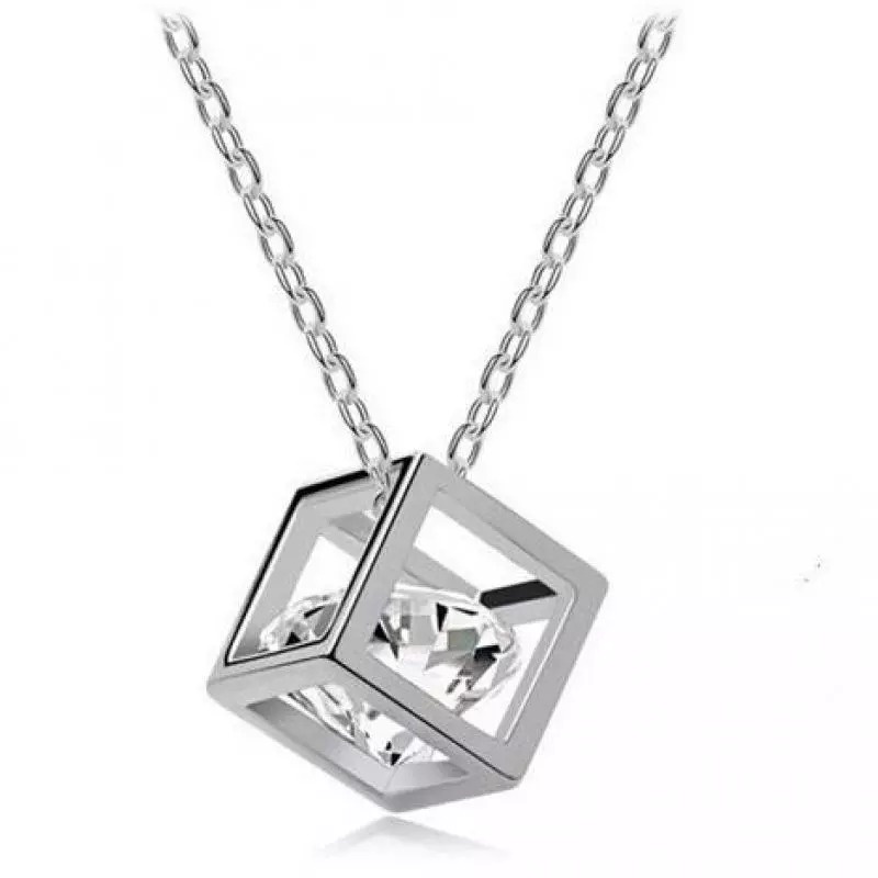 New Simple Zircon Kristal Kalung Persegi Transparant Berlian Imitasi Liontin Kalung Untuk Wanita Perhiasan Bijoux Collier Femme