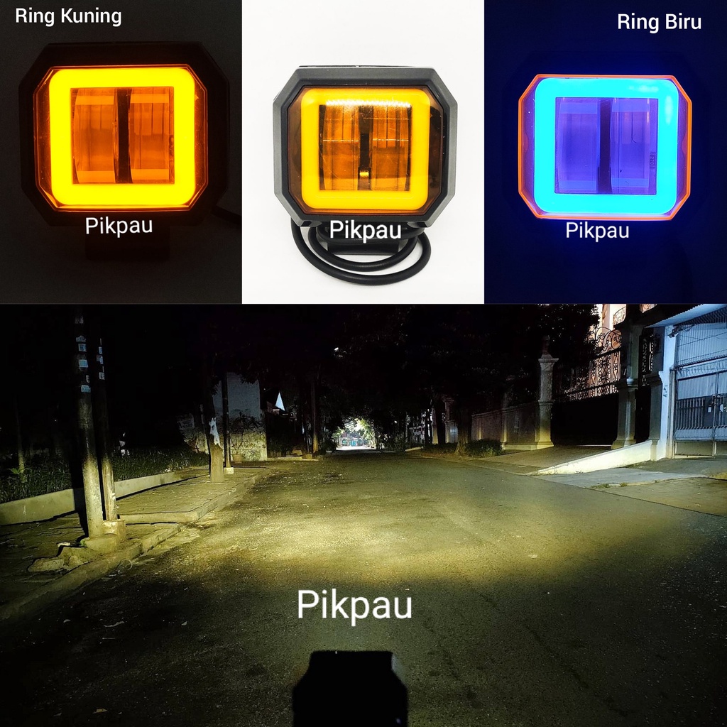 Lampu Tembak Sorot 4D CWL LED  Kotak 2 Mata Lensa Sinar Putih Kekuningan ( Warmwhite ) 20 Watt Angel Warna biru dan kuning