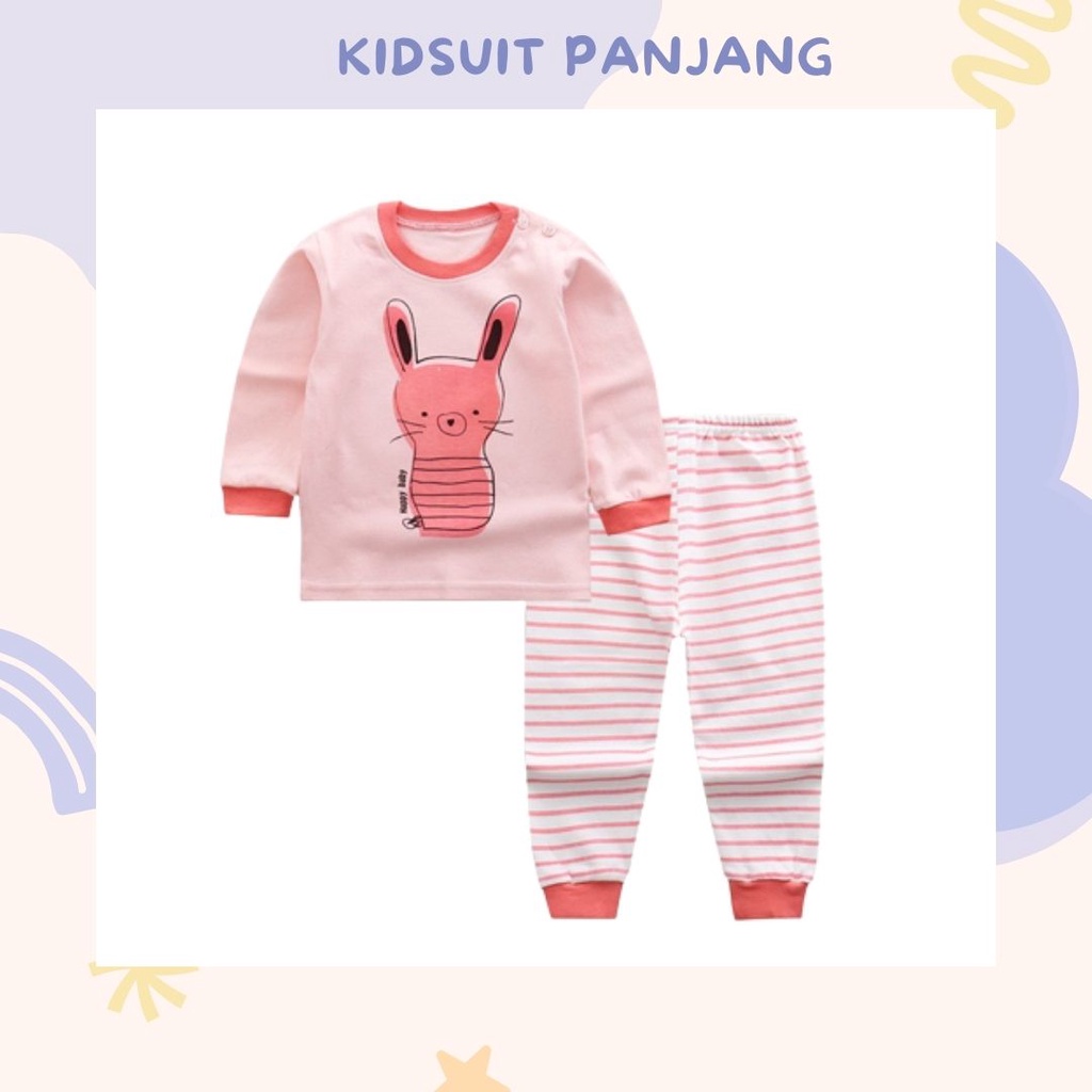 HappyOliver KIDS SUIT PIYAMA PANJANG Setelan Anak Bahan Kaos Celana Berkualitas Import cewek cowok H1-1