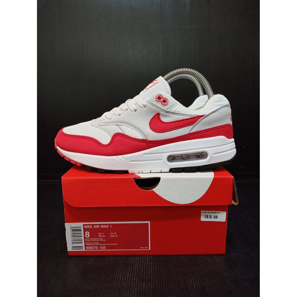 Sepatu Sport Nike Air Max 1 OG Anniversary University Red Pria Premium Import Terbaru