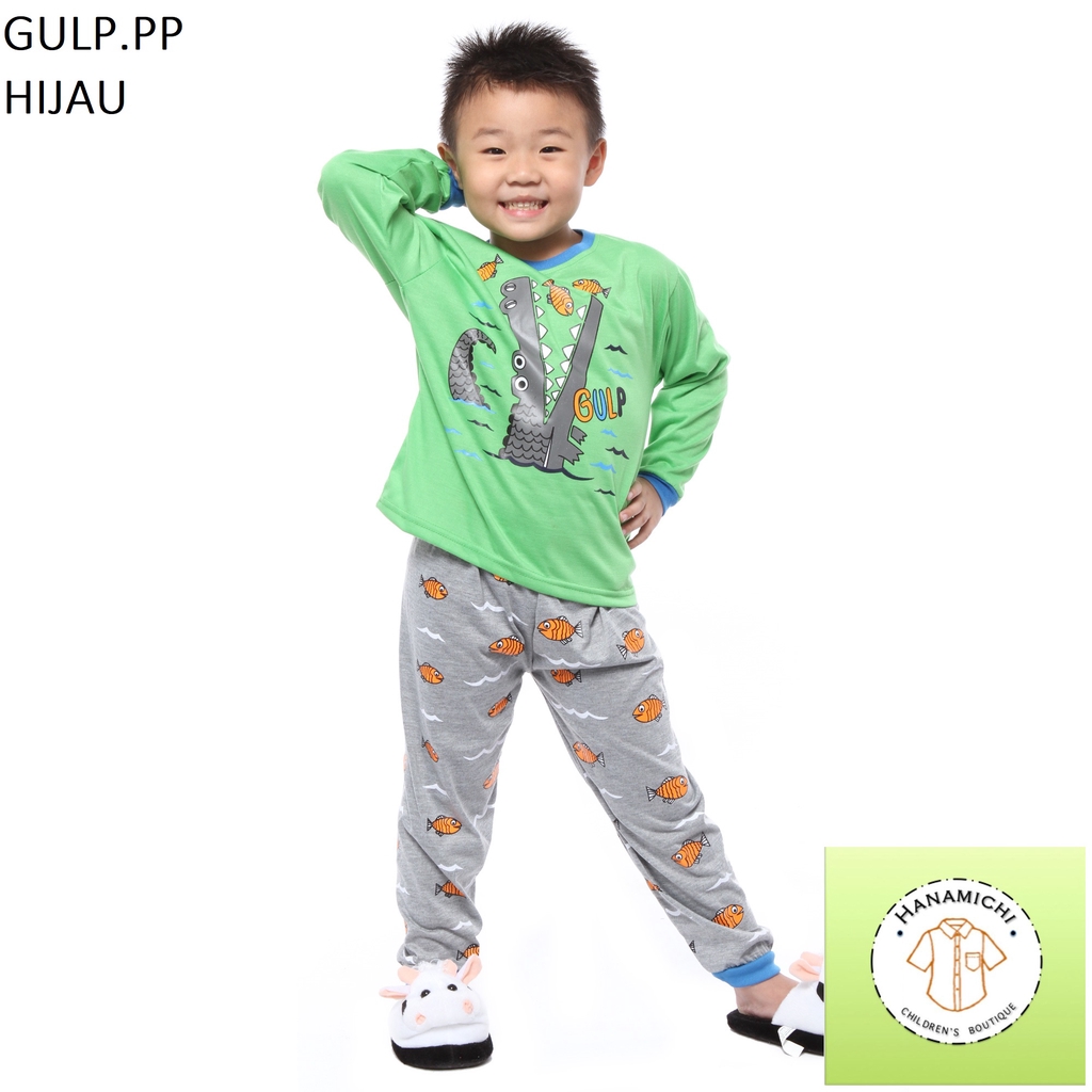 Hanamichi GULP.PP Baju Tidur Setelan Anak Bergambar Lengan Panjang